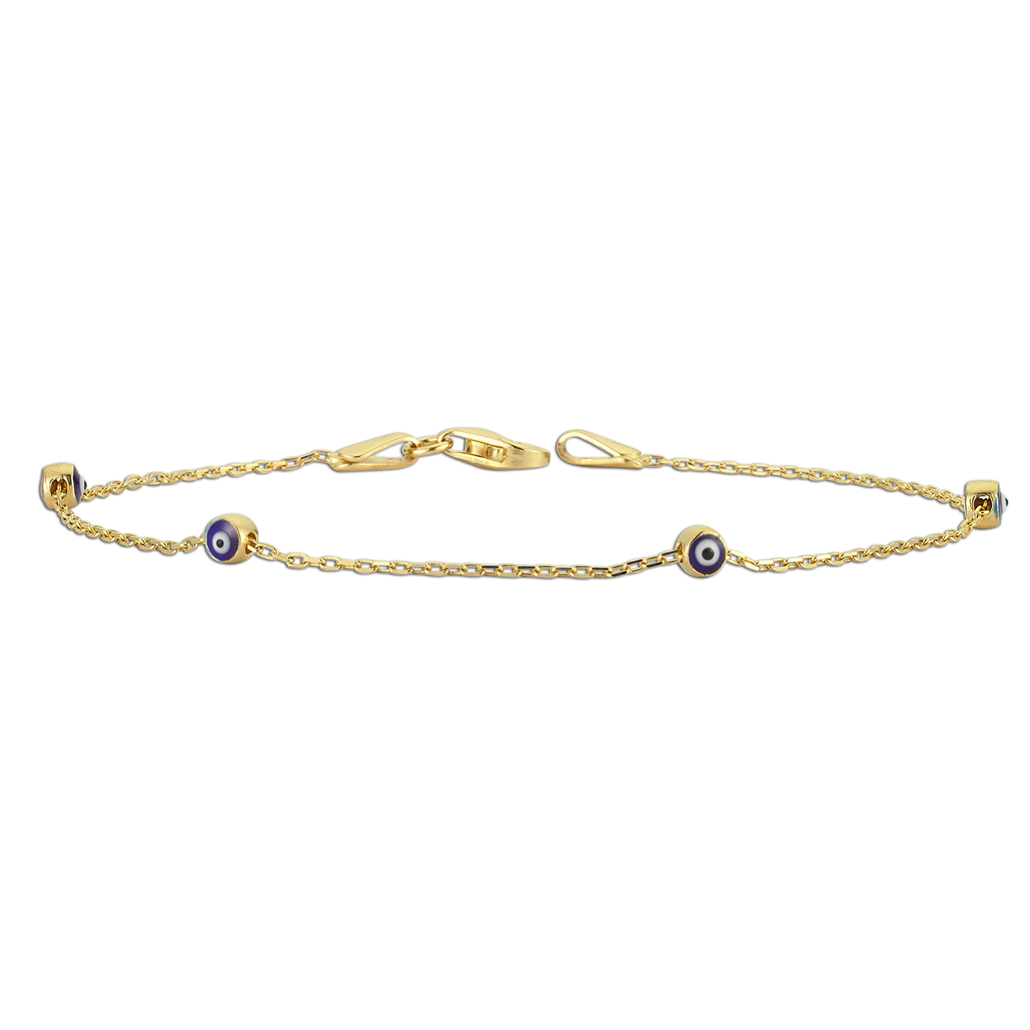 Dark Blue Enamel Evil Eye Gold Bracelet